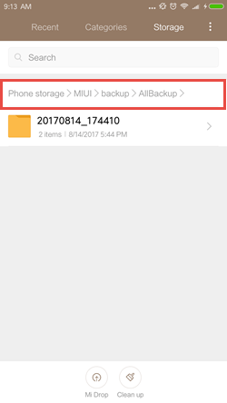 restore Xiaomi to local storage